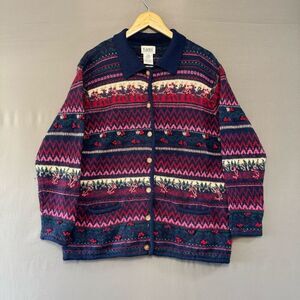 Vintage 90s Tabi Button Up Sweater Size Large Pure New Wool Knit Style